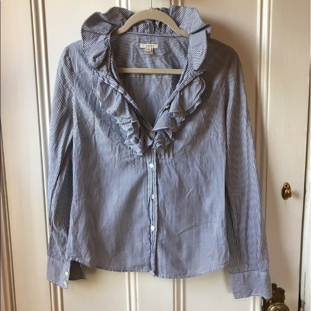 J crew stripped ruffle shirt !